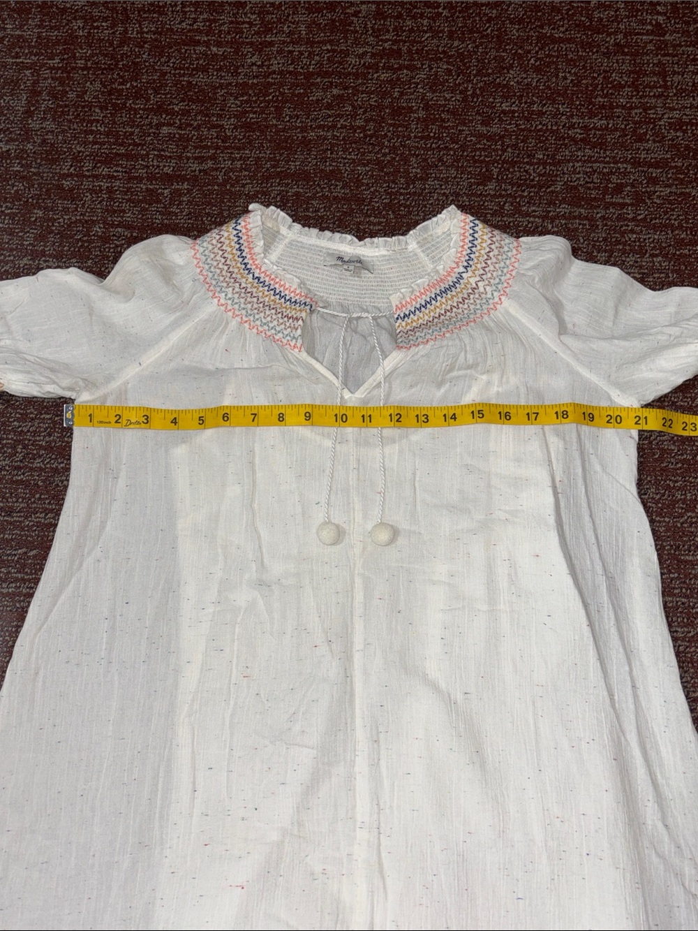Madewell confetti mini‎ dress flowy shift style smocked collar colorful dress S - Picture 14 of 14